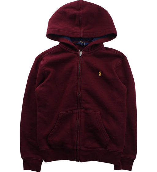 A Red Zippered Sweatshirts from Polo Ralph Lauren in size 7Y for boy. (Front View)