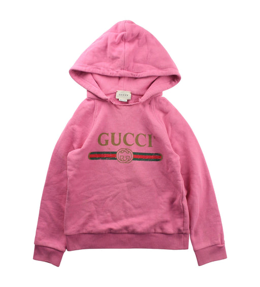 A Pink Hooded Sweatshirts from Gucci in size 5T for girl. (Front View)