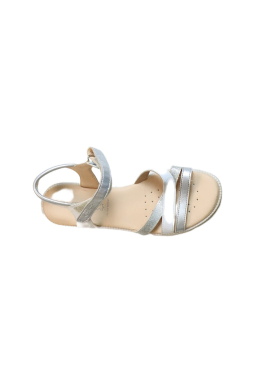 A Silver Sandals from Geox in size 11Y for girl. (Front View)