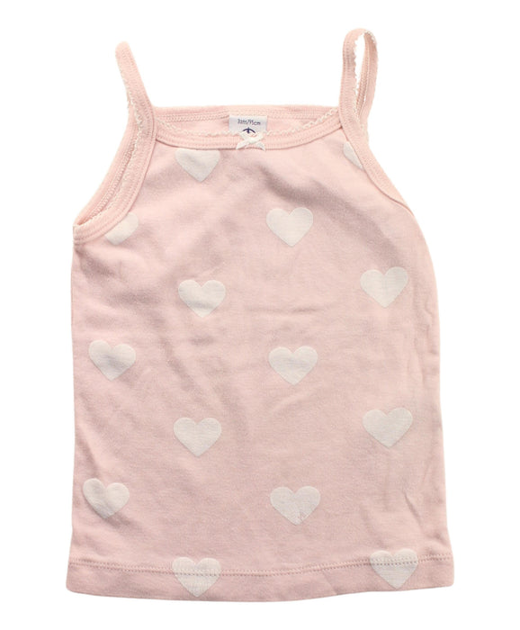 A Pink Sleeveless T Shirts from Petit Bateau in size 3T for girl. (Front View)