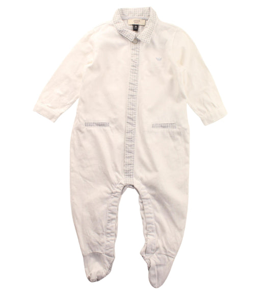 A White Onesies from Armani in size 3-6M for boy. (Front View)
