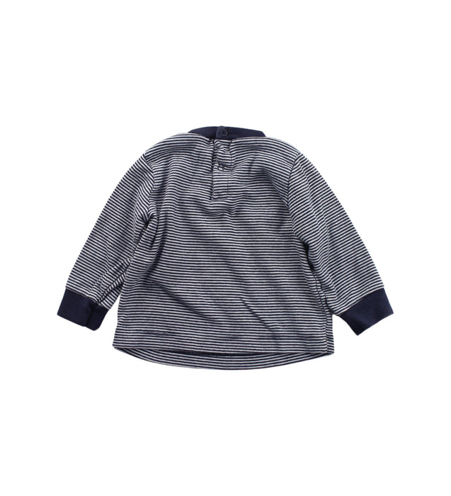 A Blue Buttoned Sweatshirts from Petit Bateau in size 3-6M for boy. (Back View)