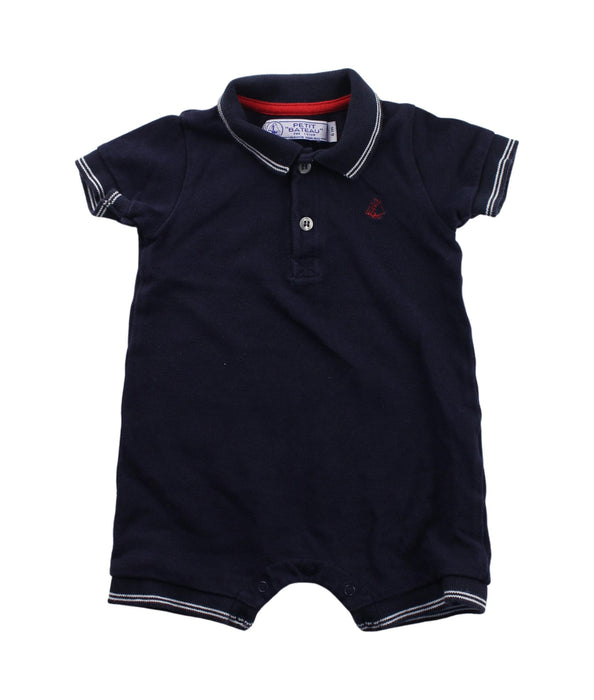 A Blue Short Sleeve Rompers from Petit Bateau in size 3-6M for boy. (Front View)
