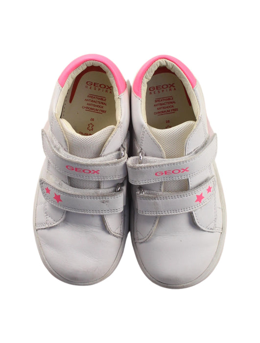 A White Sneakers from Geox in size 4T for girl. (Back View)