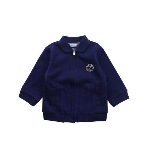 A Blue Zippered Sweatshirts from Jacadi in size 6-12M for boy. (Front View)