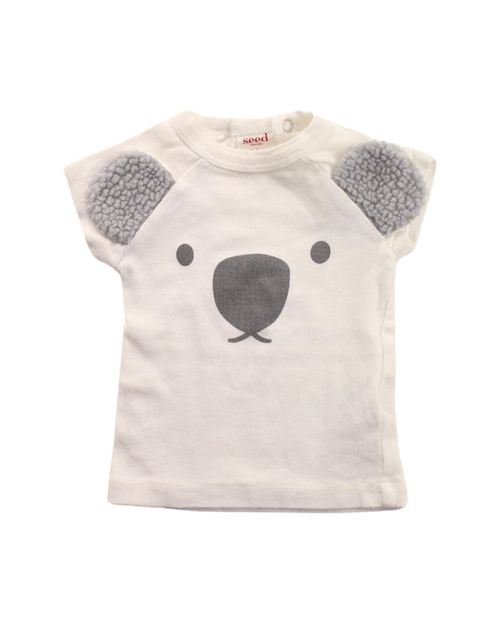 A White Short Sleeve T Shirts from Seed in size Newborn for girl. (Front View)