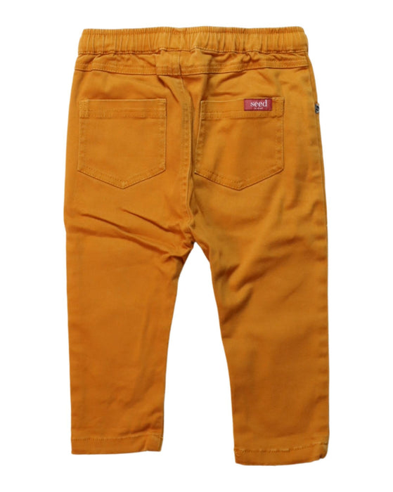 A Yellow Casual Pants from Seed in size 18-24M for boy. (Back View)