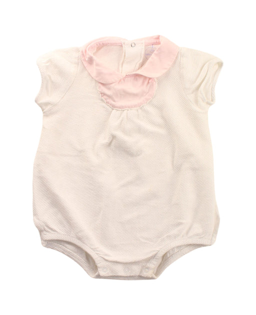 A Pink Short Sleeve Bodysuits from Laranjinha in size 6-12M for girl. (Front View)