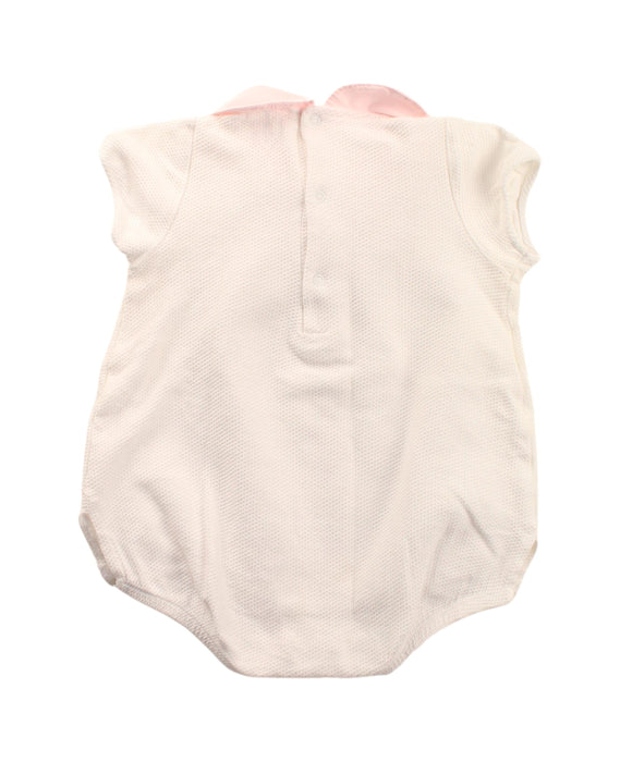 A Pink Short Sleeve Bodysuits from Laranjinha in size 6-12M for girl. (Back View)