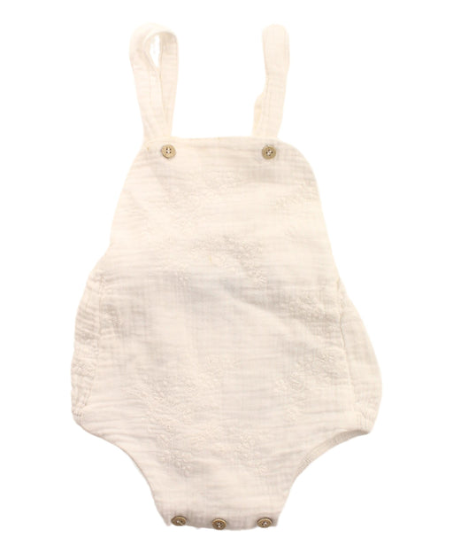 A White Overall Shorts from Babidu in size 3-6M for girl. (Front View)