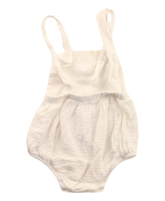 A White Overall Shorts from Babidu in size 3-6M for girl. (Back View)