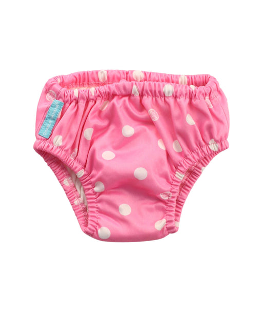A White Swim Diapers from Charlie Banana in size 6-12M for girl. (Front View)