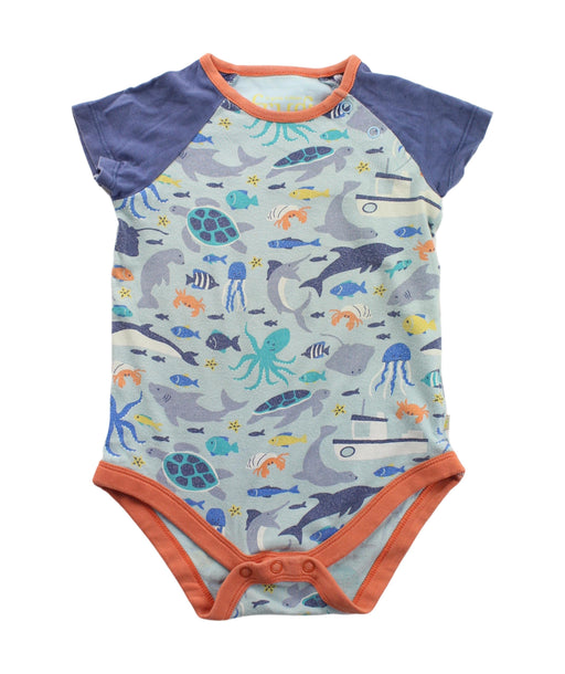 A Blue Short Sleeve Bodysuits from Frugi in size 12-18M for boy. (Front View)