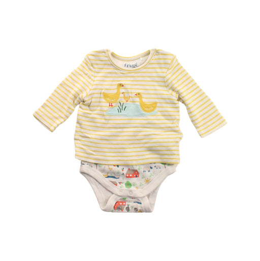 A Yellow Long Sleeve Bodysuits from Frugi in size 0-3M for girl. (Front View)