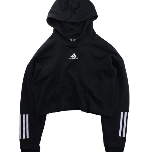 A Black Hooded Sweatshirts from Adidas in size 11Y for boy. (Front View)