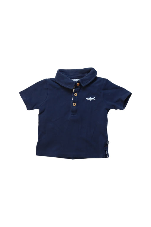 A Navy Short Sleeve Polos from The Little White Company in size 6-12M for boy. (Front View)