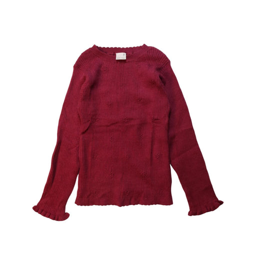 A Red Long Sleeve Tops from Petit Main in size 5T for girl. (Front View)