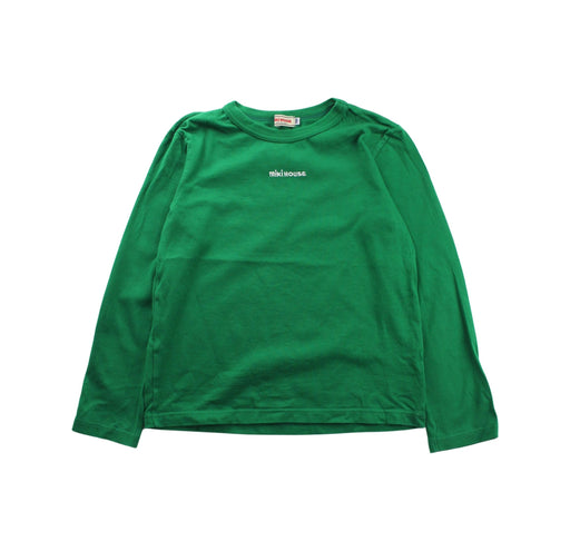 A Green Long Sleeve T Shirts from Miki House in size 7Y for boy. (Front View)