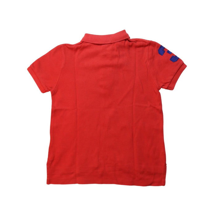 A Red Short Sleeve Polos from Polo Ralph Lauren in size 4T for boy. (Back View)