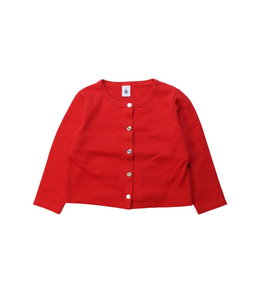 A Red Cardigans from Petit Bateau in size 4T for girl. (Front View)