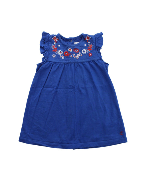 A Blue Short Sleeve Dresses from Petit Bateau in size 6-12M for girl. (Front View)
