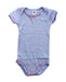 A Blue Short Sleeve Bodysuits from Petit Bateau in size 6-12M for girl. (Front View)