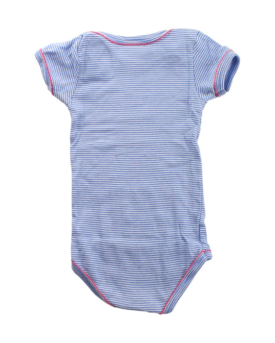 A Blue Short Sleeve Bodysuits from Petit Bateau in size 6-12M for girl. (Back View)