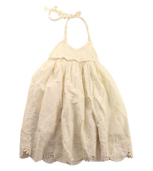 A Beige Sleeveless Dresses from EleStory in size 18-24M for girl. (Front View)