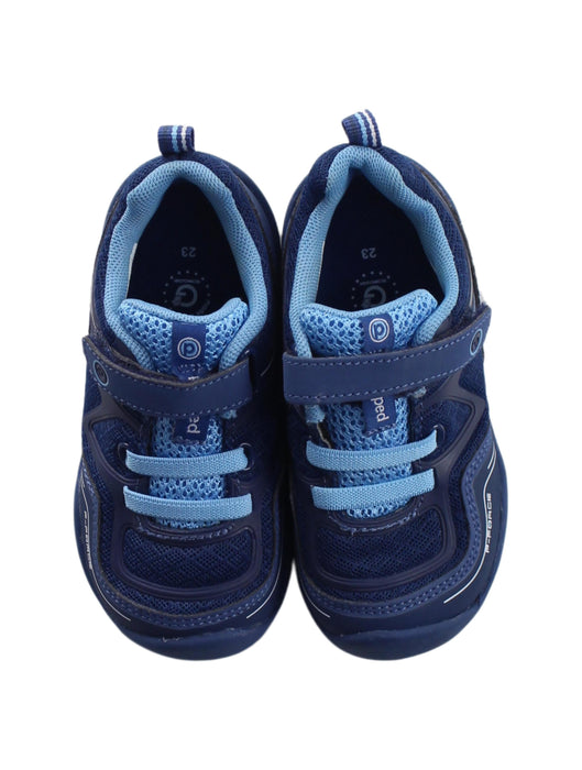 A Blue Sneakers from pediped in size 18-24M for boy. (Back View)