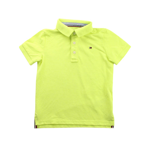 A Green Short Sleeve Polos from Tommy Hilfiger in size 4T for boy. (Front View)