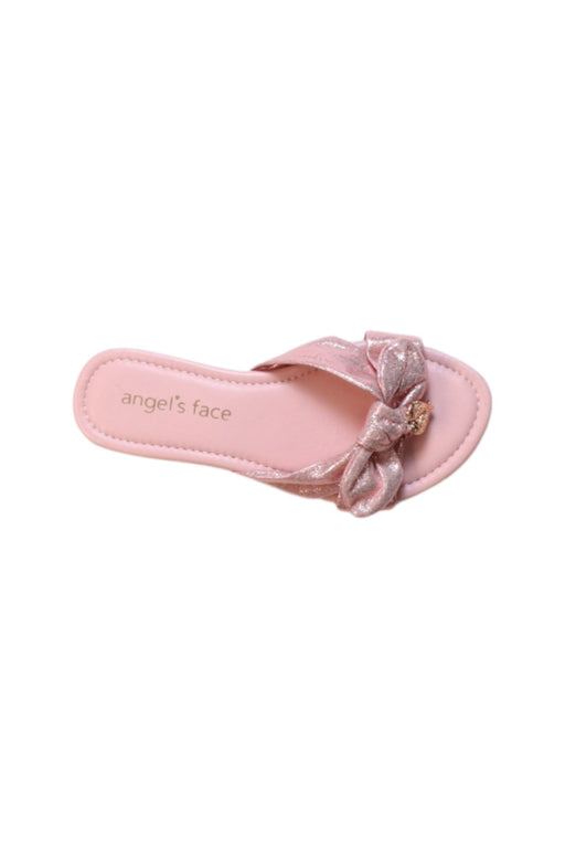 A Pink Sandals from Angel's Face in size 7Y for girl. (Front View)