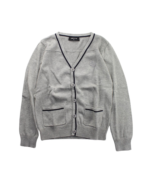 A Grey Cardigans from Comme Ca Ism in size 7Y for boy. (Front View)