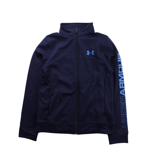 A Blue Zippered Sweatshirts from Under Armour in size 10Y for boy. (Front View)