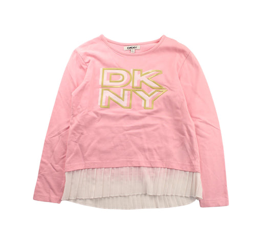 A Pink Long Sleeve T Shirts from DKNY in size 6T for girl. (Front View)