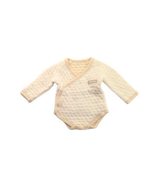 A White Long Sleeve Bodysuits from Natures Purest in size 0-3M for girl. (Front View)