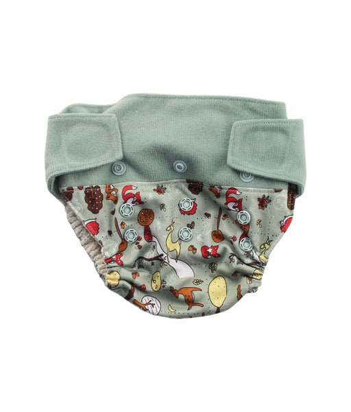 A Green Swim Diapers from GroVia in size O/S for boy. (Front View)
