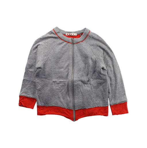 A Grey Zippered Sweatshirts from Marni in size 4T for girl. (Front View)