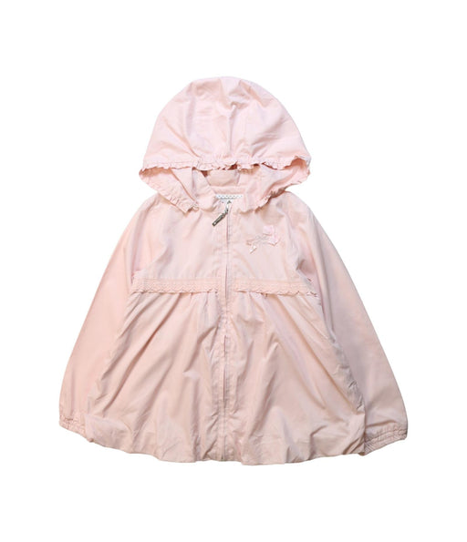 A Pink Lightweight Jackets from Miki House in size 4T for girl. (Front View)