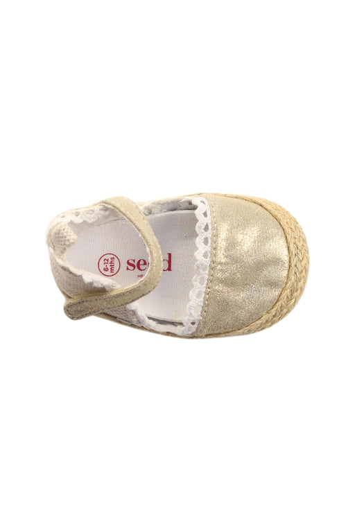A Gold Flats from Seed in size 6-12M for girl. (Front View)