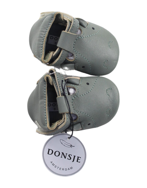A Green Booties from Donsje in size 0-3M for boy. (Front View)