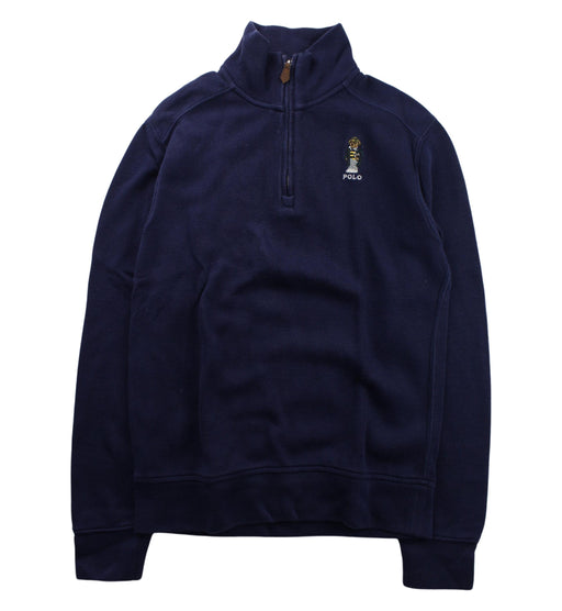 A Blue Zippered Sweatshirts from Polo Ralph Lauren in size 10Y for boy. (Front View)
