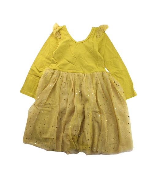 A Yellow Long Sleeve Dresses from EleStory in size 5T for girl. (Front View)