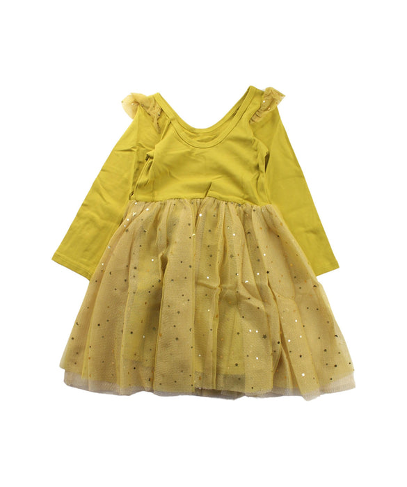 A Yellow Long Sleeve Dresses from EleStory in size 2T for girl. (Back View)