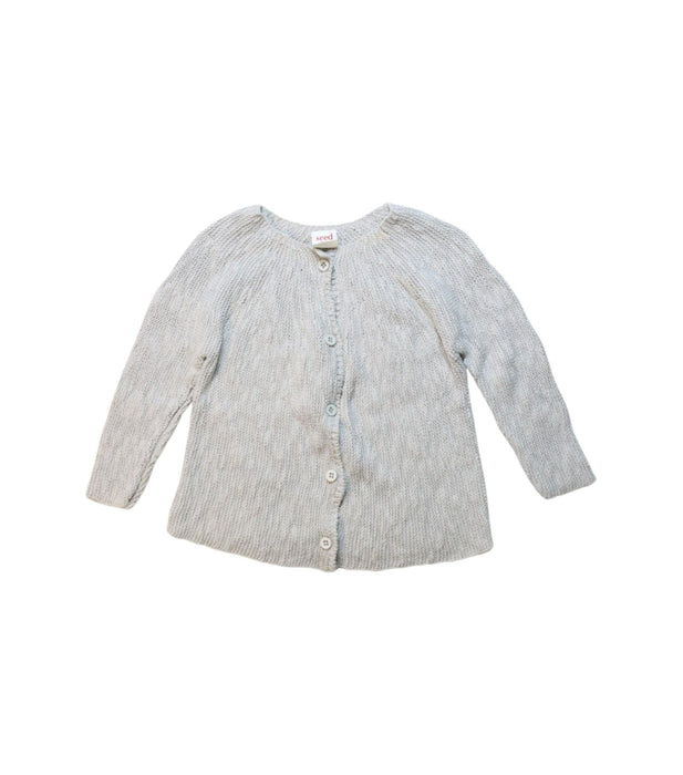 A White Cardigans from Seed in size 12-18M for girl. (Front View)