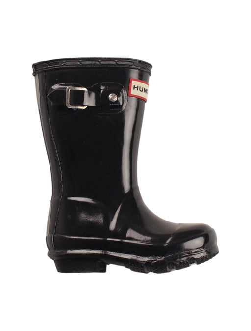 A Black Rain Boots from Hunter in size 3T for boy. (Front View)