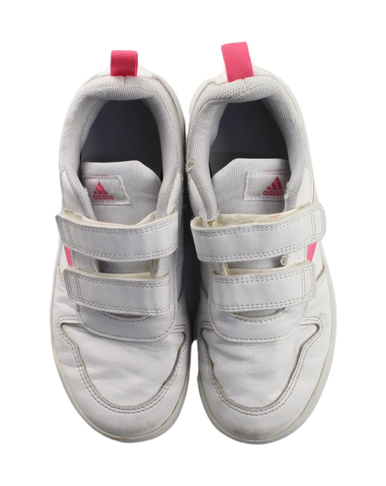 A White Sneakers from Adidas in size 7Y for girl. (Back View)