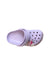 A Purple Sandals from Crocs in size 3T for girl. (Front View)
