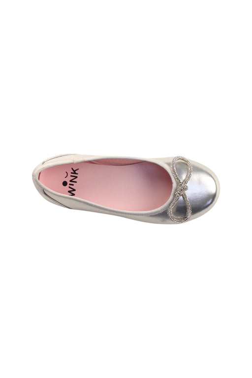 A Silver Slip Ons from WiNK in size 7Y for girl. (Front View)