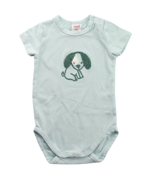 A Green Short Sleeve Bodysuits from Seed in size 3-6M for boy. (Front View)