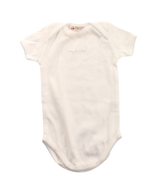 A White Short Sleeve Bodysuits from Bonpoint in size 0-3M for girl. (Front View)